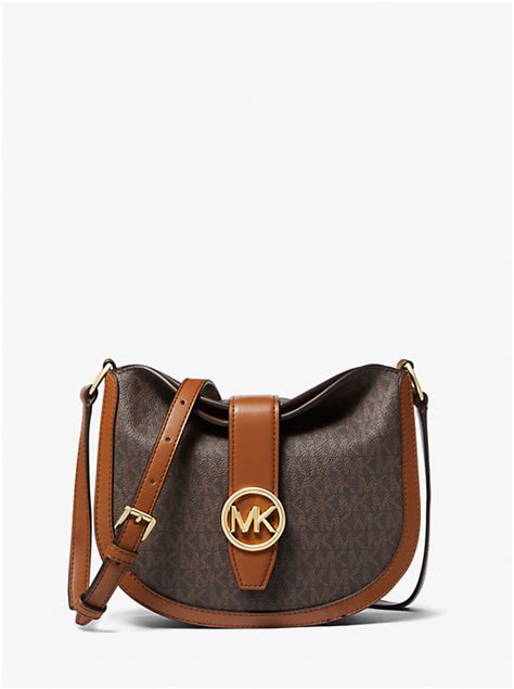 michael kors women's gabby small brown foldover hobo crossbody bag|Gabby Small Signature Logo Hobo Crossbody Bag .